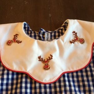 Sweet Dreams Christmas Reindeer Blue Check One Piece